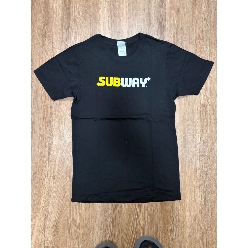 Subway Restaurant Employee Uniform T-Shirt Mens Small Black Graphic Logo Tee